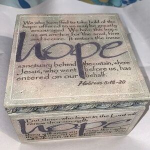 Hope Trinket Box Lidded, By Faith, 2004 Bill Stross For Demdaco Pottery NIV